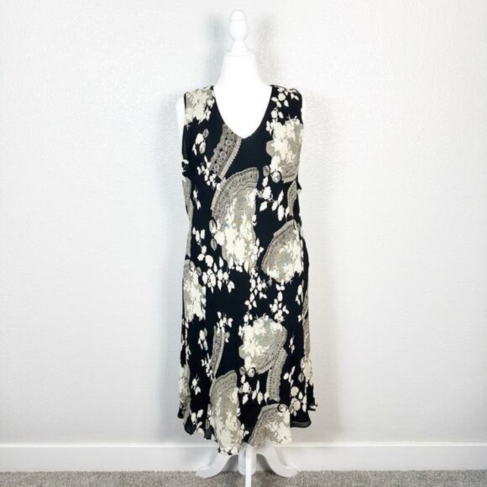 90s Y2K Vintage Womens Slinky Sleeveless V‎ Neck Midi Slip Dress Whimsigoth 2X